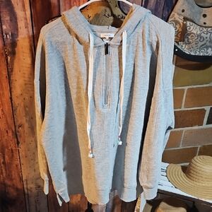 Maurices Gray Hooded Sweatshirt with Drawstrings Plus Size 2x